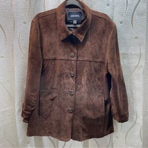 Bernardo Brown Suede Button-Front Jacket